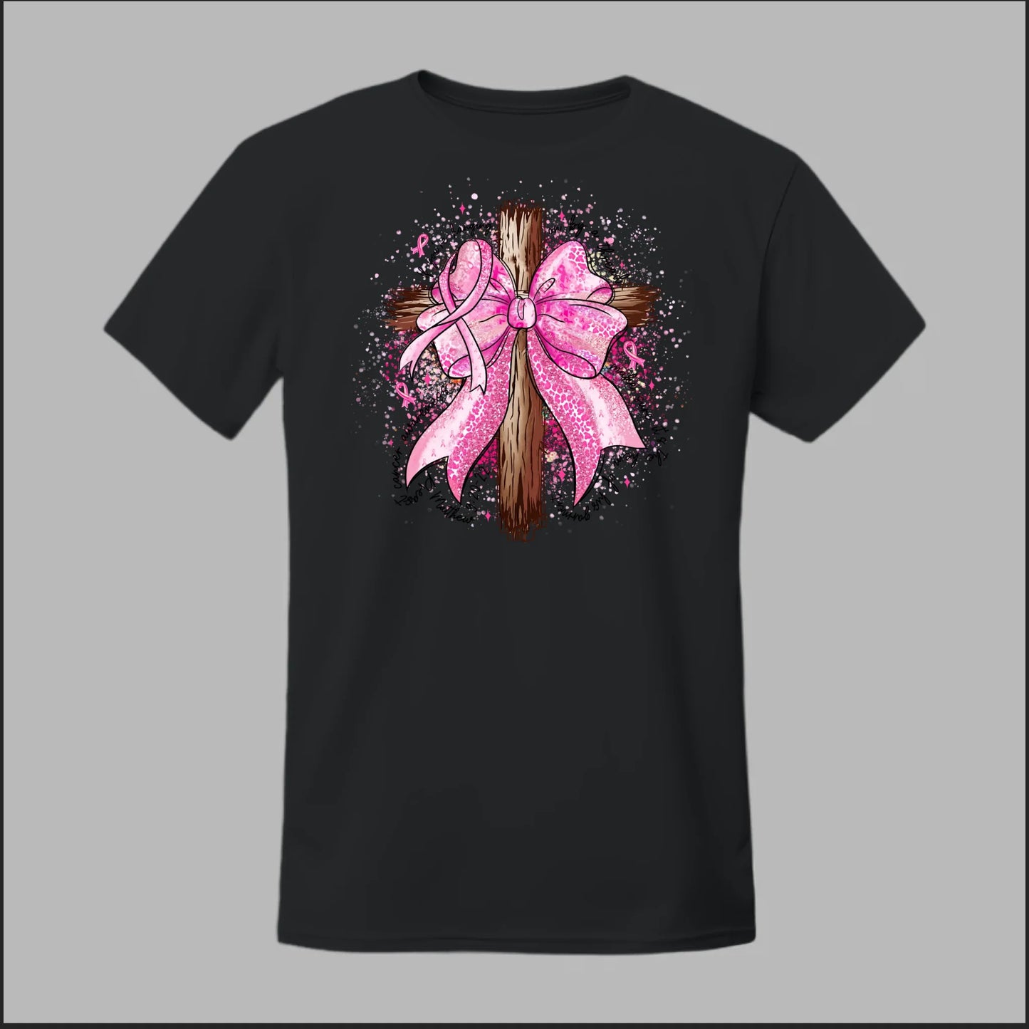 Faith Over Fear – Pink Ribbon Cross Tee
