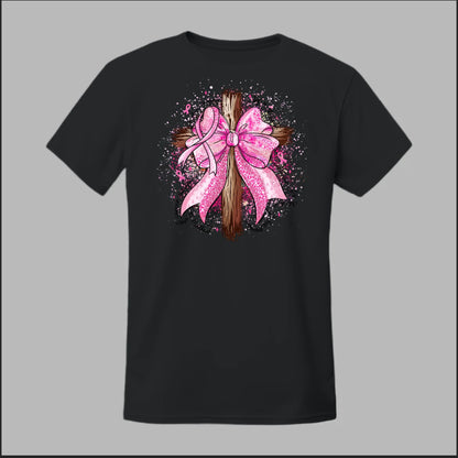 Faith Over Fear – Pink Ribbon Cross Tee