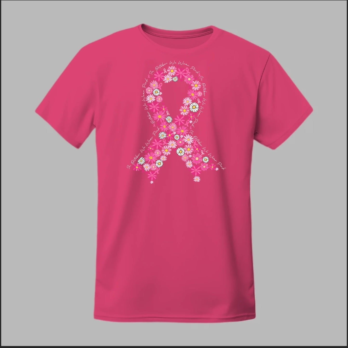 Floral Ribbon – In October We Wear Pink Tee
