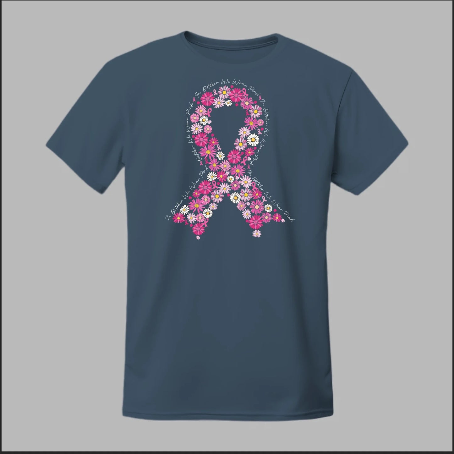 Floral Ribbon – In October We Wear Pink Tee