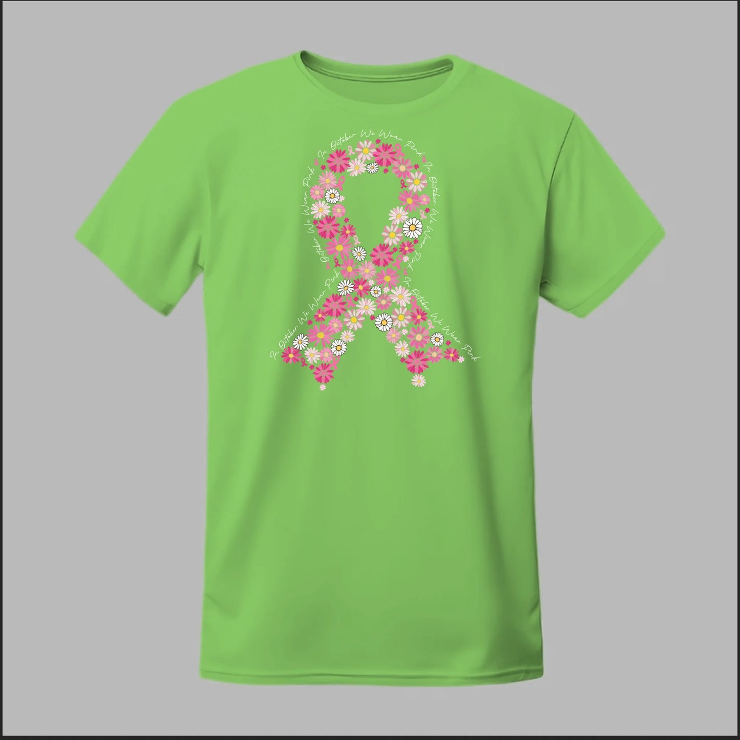 Floral Ribbon – In October We Wear Pink Tee