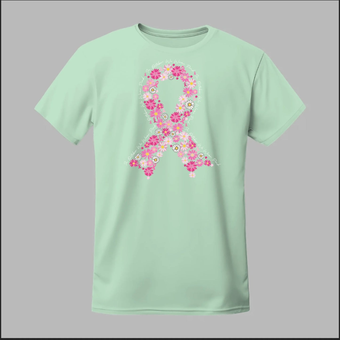 Floral Ribbon – In October We Wear Pink Tee