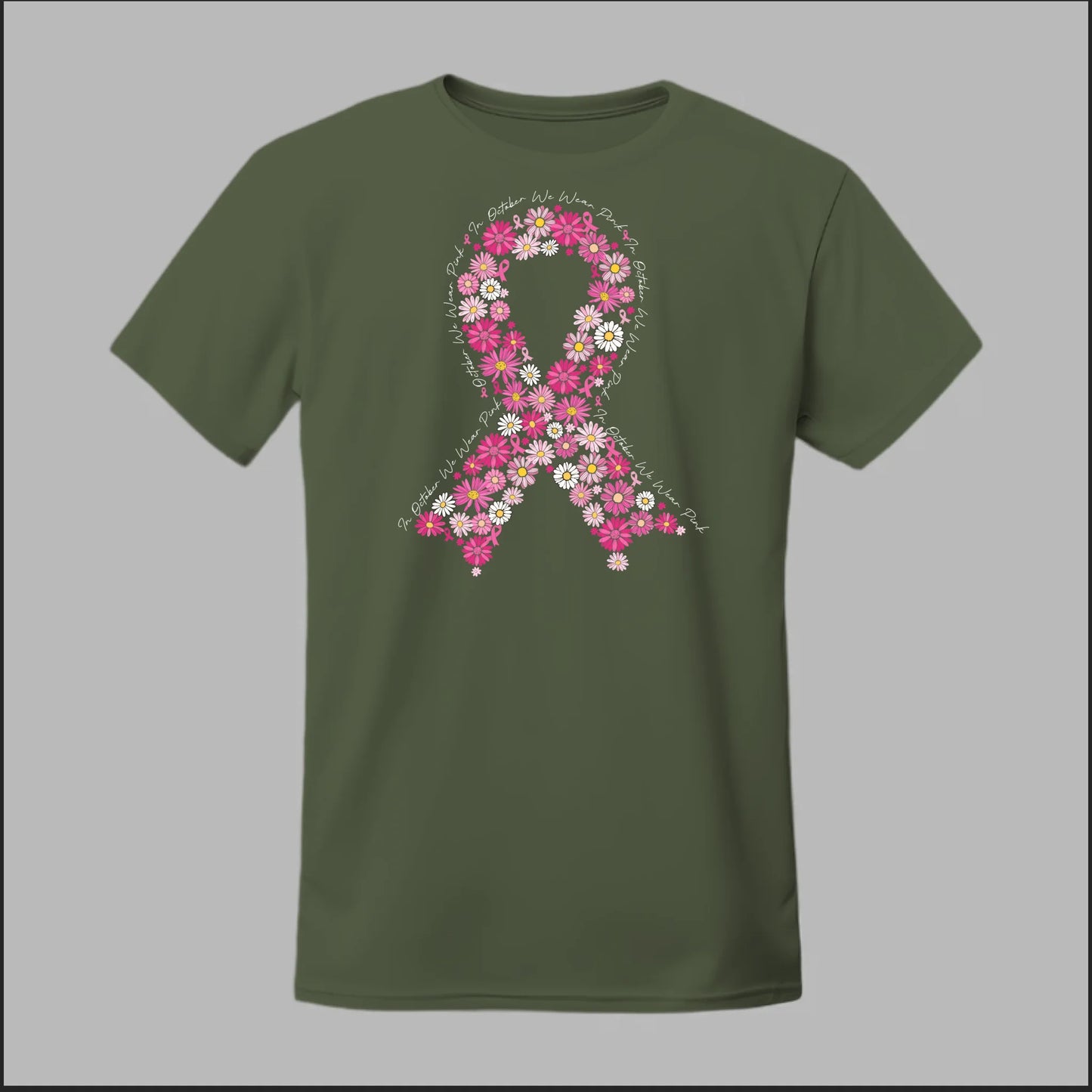 Floral Ribbon – In October We Wear Pink Tee