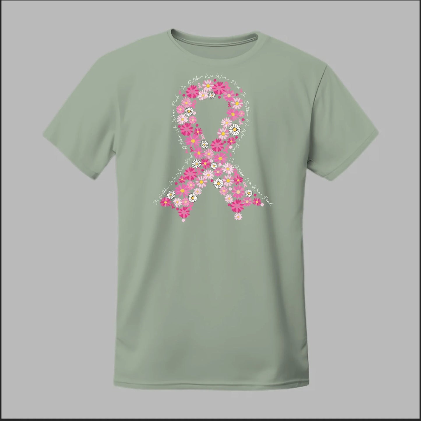 Floral Ribbon – In October We Wear Pink Tee