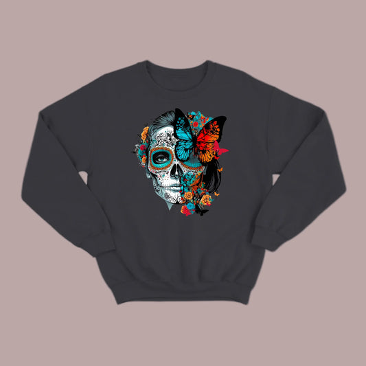 Día de los Muertos Sugar Skull & Butterfly Sweatshirt