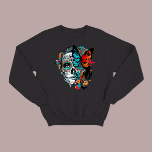 Día de los Muertos Sugar Skull & Butterfly Sweatshirt