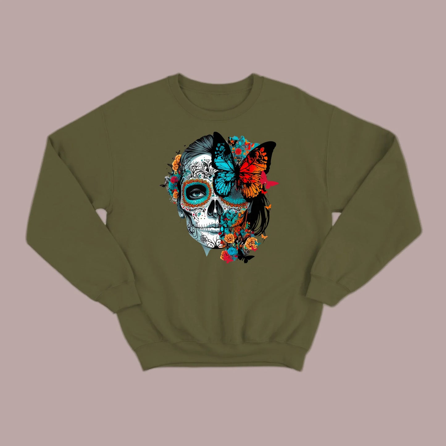 Día de los Muertos Sugar Skull & Butterfly Sweatshirt