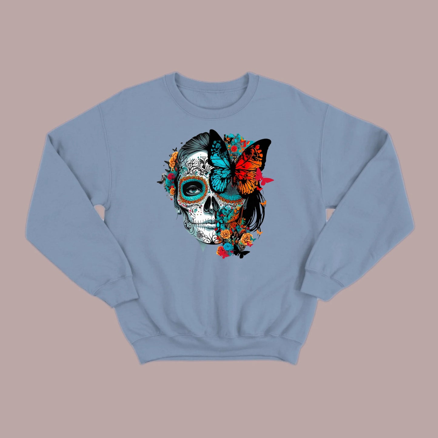 Día de los Muertos Sugar Skull & Butterfly Sweatshirt