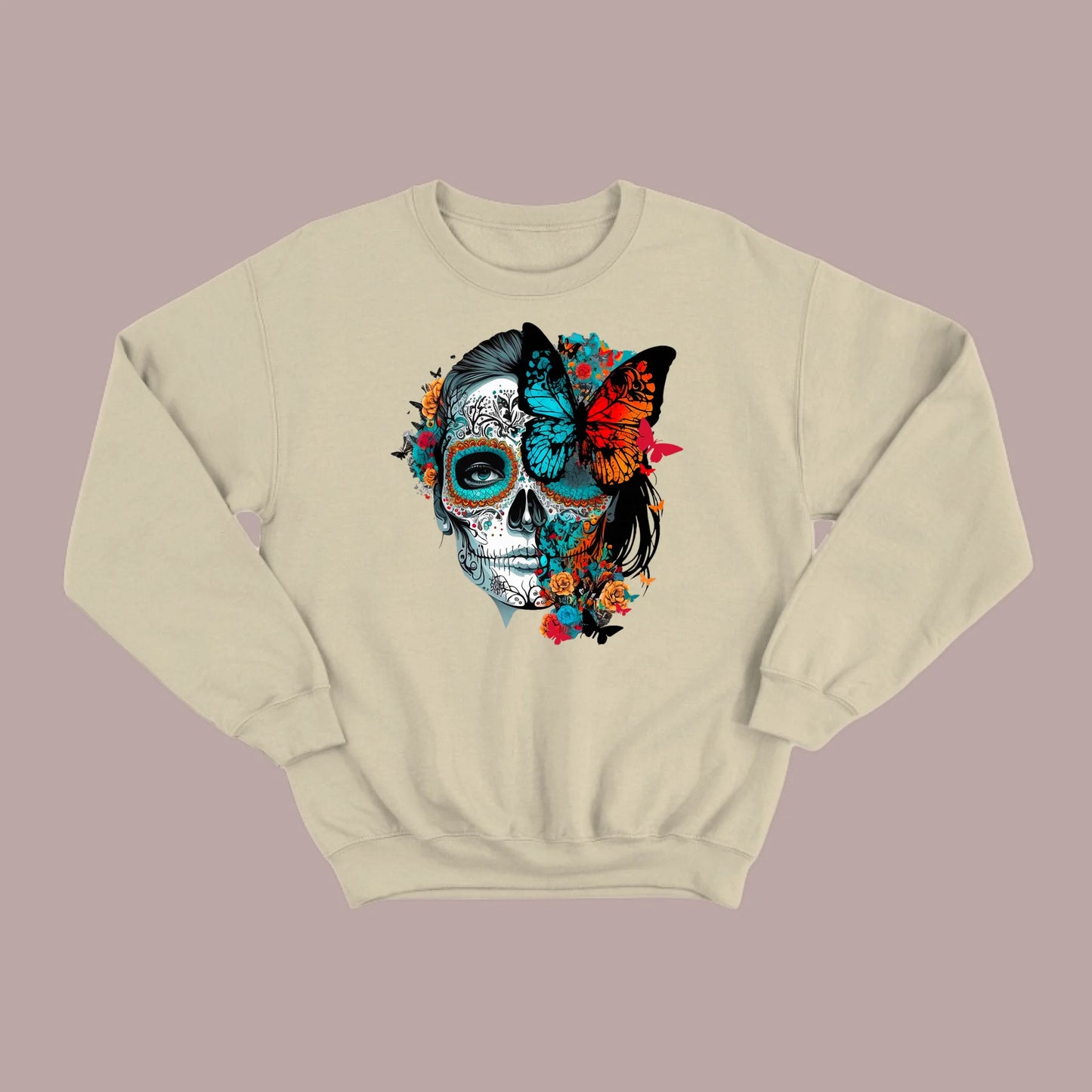 Día de los Muertos Sugar Skull & Butterfly Sweatshirt