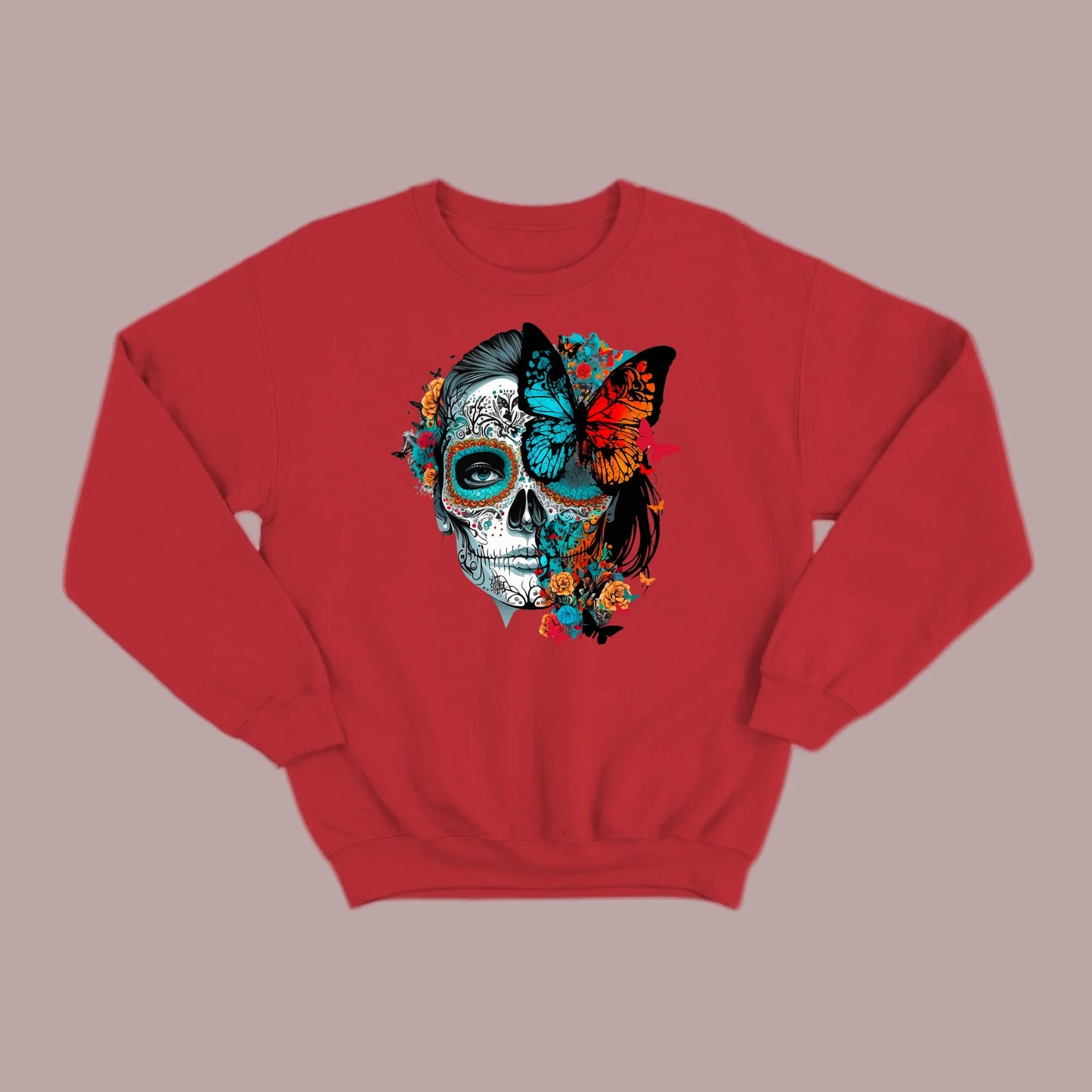 Día de los Muertos Sugar Skull & Butterfly Sweatshirt