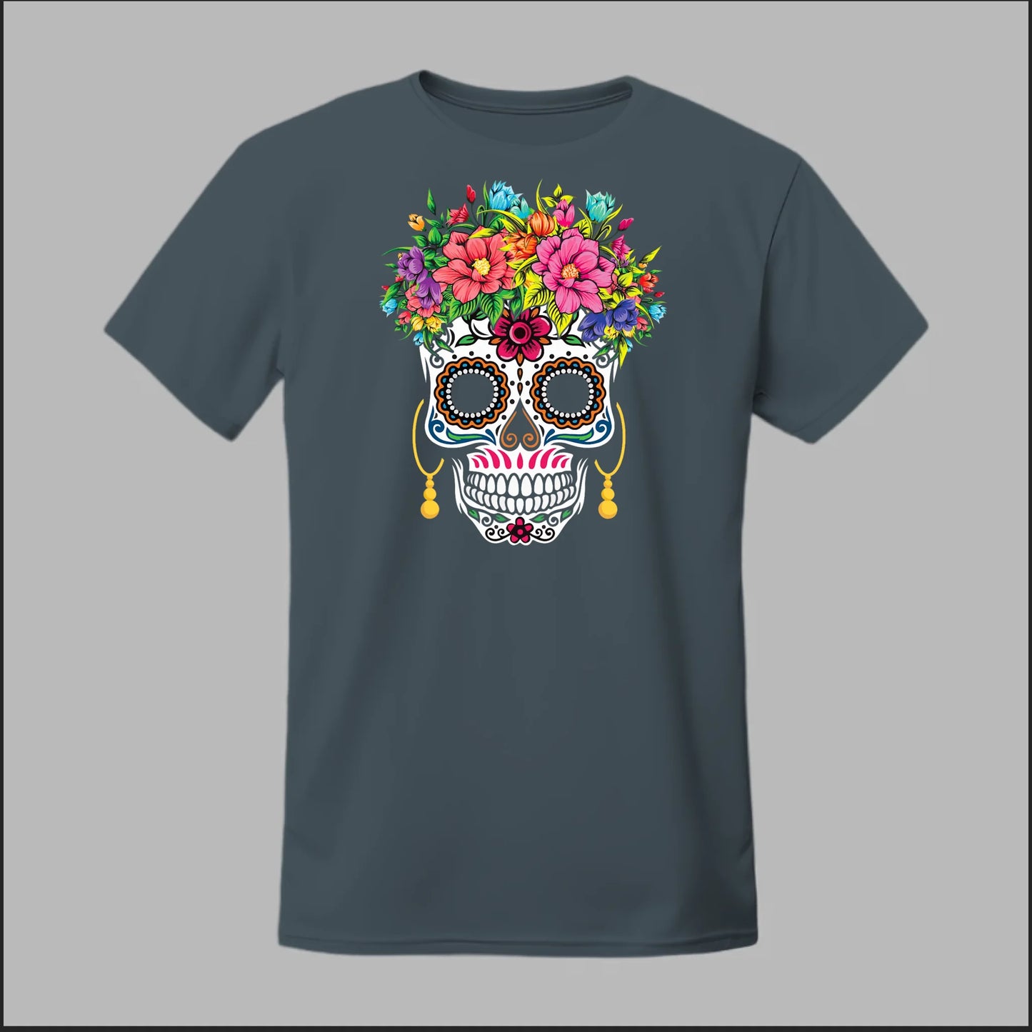 Día de los Muertos Sugar Skull Floral Crown Tee