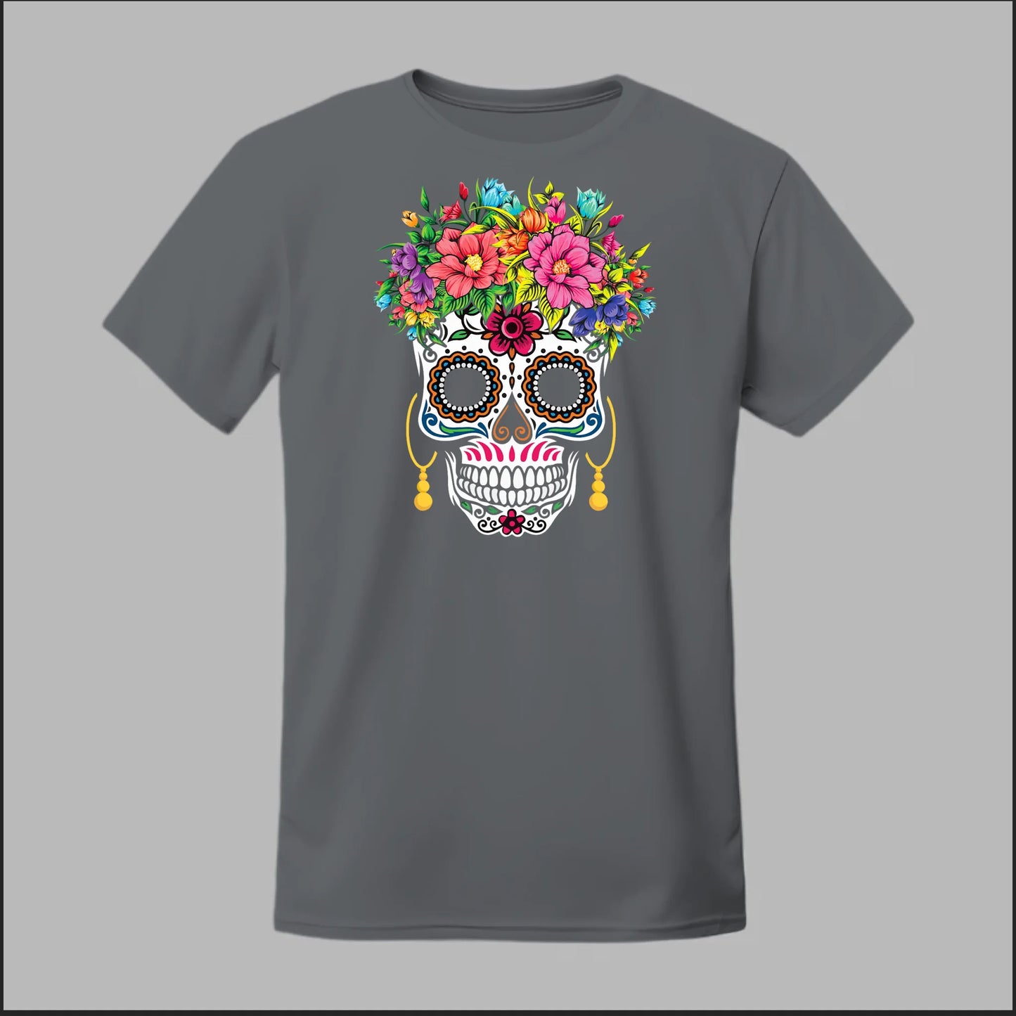 Día de los Muertos Sugar Skull Floral Crown Tee