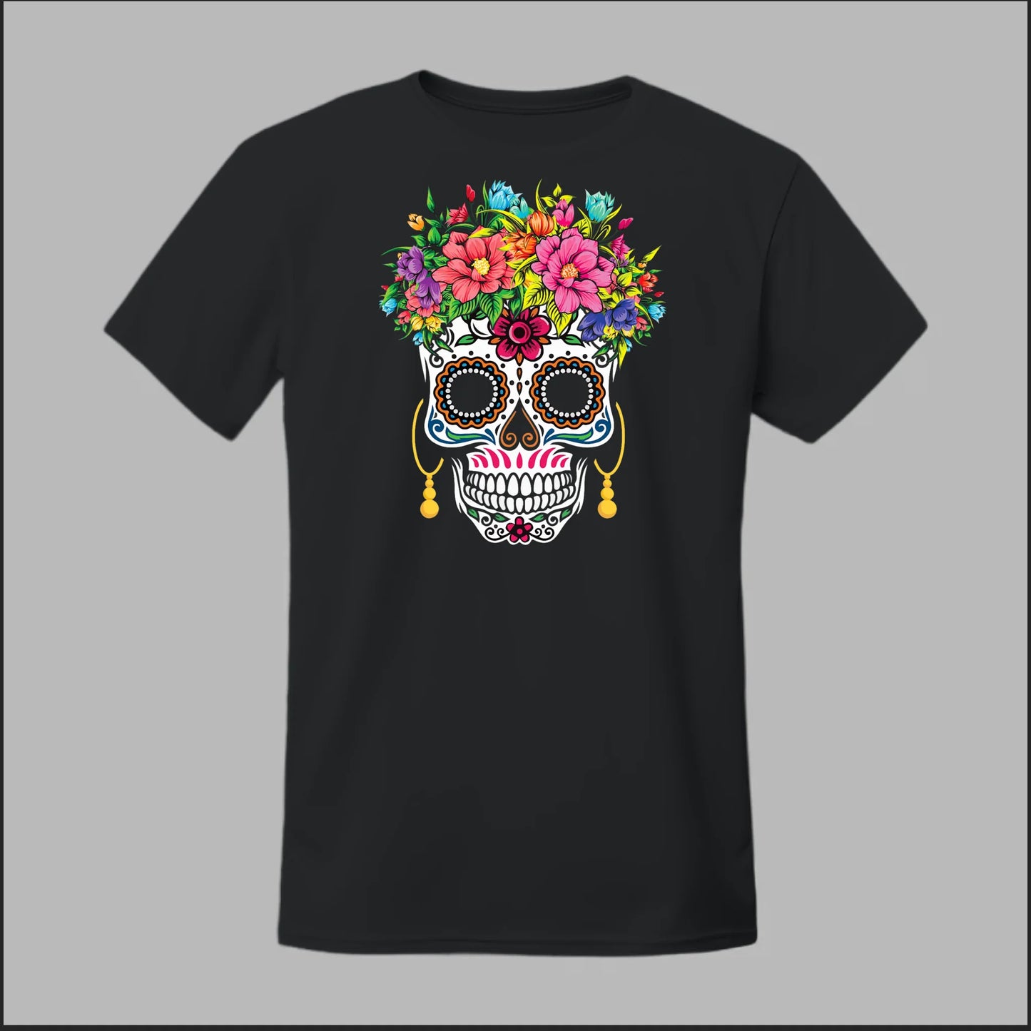 Día de los Muertos Sugar Skull Floral Crown Tee