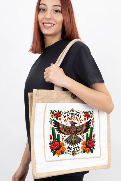 National Hispanic Heritage Month – Aztec Bird & Florals Tote Bag