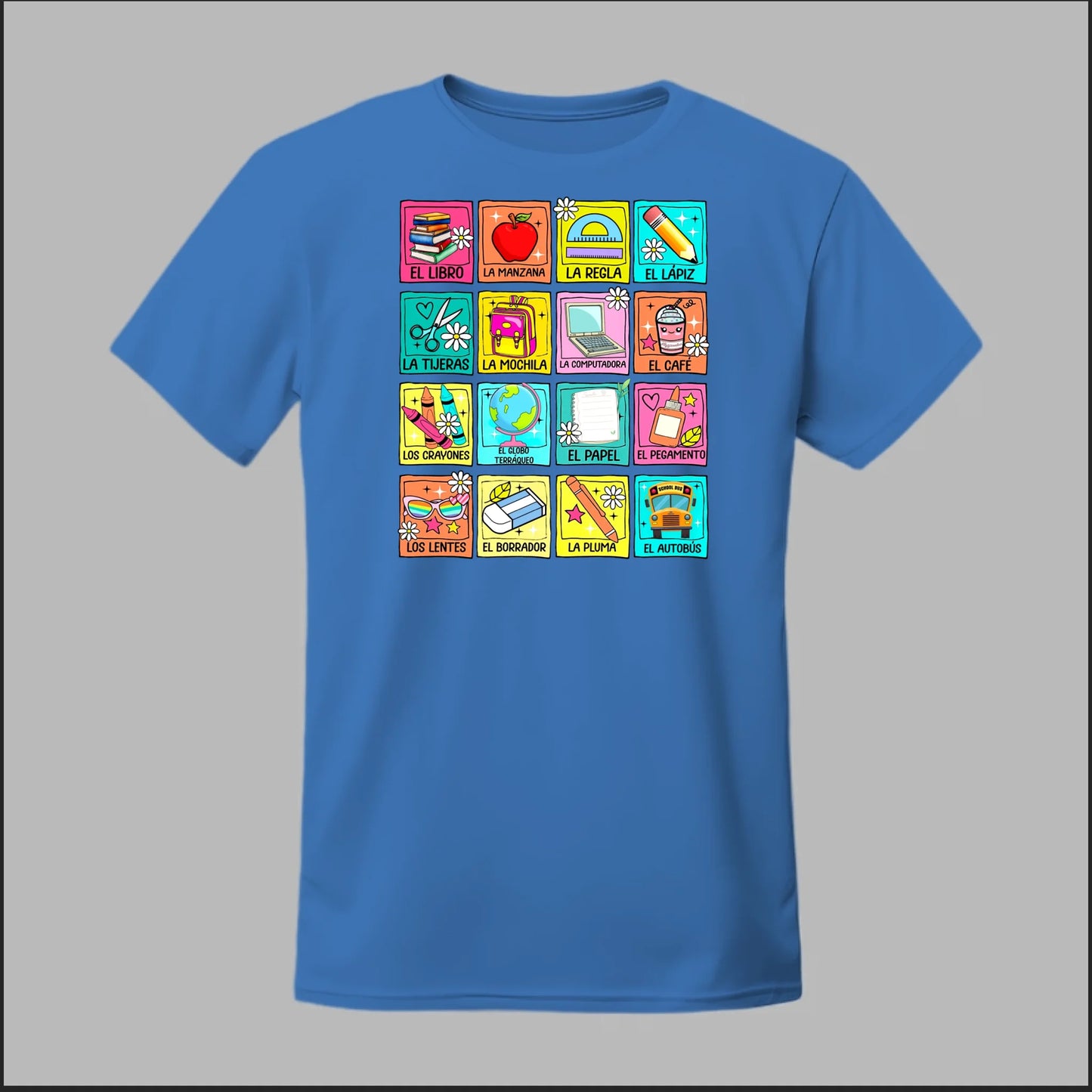 Spanish School Words – Colorful Bilingual Tee