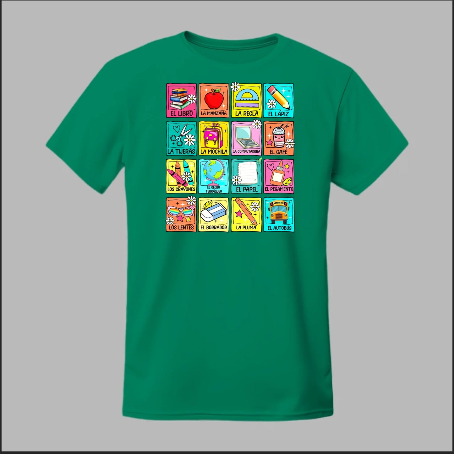 Spanish School Words – Colorful Bilingual Tee