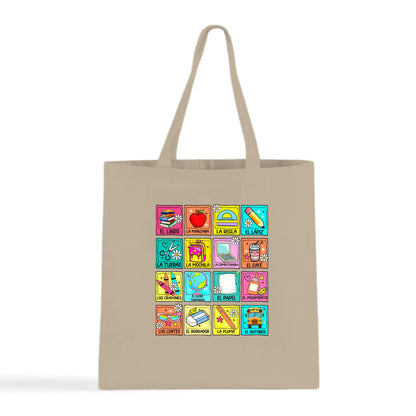 Spanish School Words – Colorful Bilingual Tote Bag