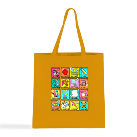 Spanish School Words – Colorful Bilingual Tote Bag