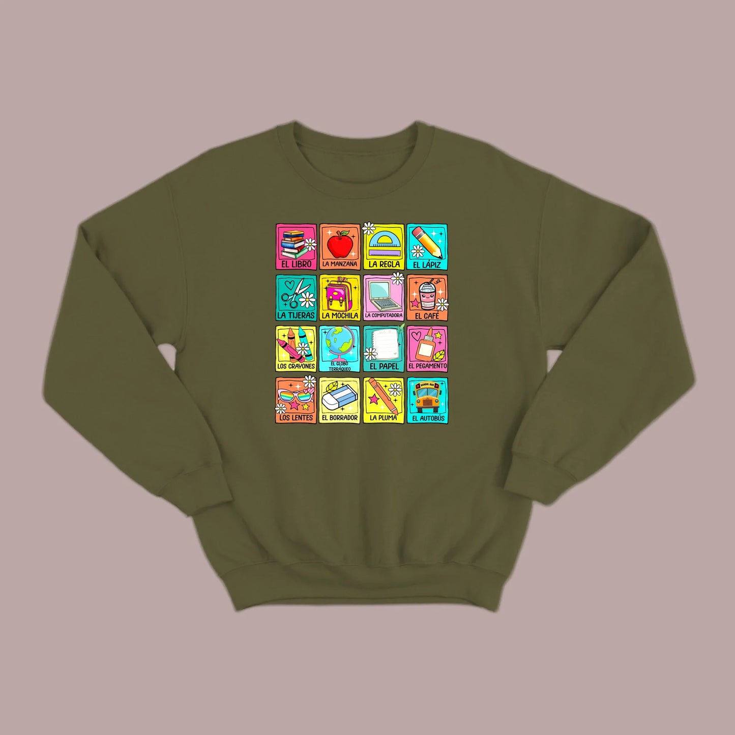 Spanish School Words – Colorful Bilingual Sweatshirt