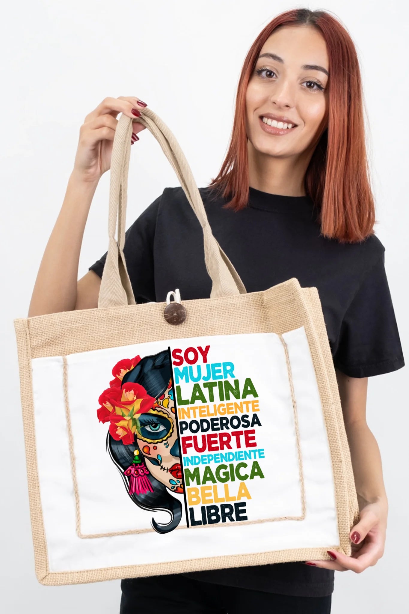 Soy Mujer Latina Empowerment Sugar Skull Tote Bag
