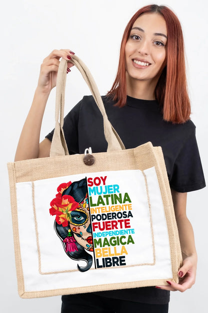 Soy Mujer Latina Empowerment Sugar Skull Tote Bag