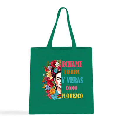 Échame Tierra y Verás Cómo Florezco Floral Portrait Tote Bag