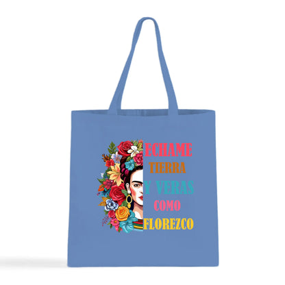 Échame Tierra y Verás Cómo Florezco Floral Portrait Tote Bag