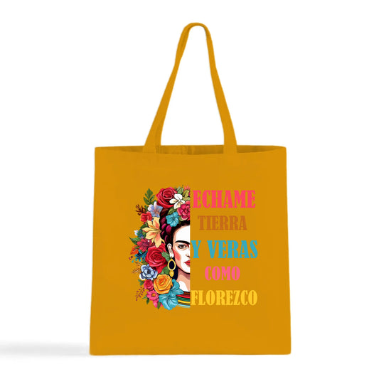 Échame Tierra y Verás Cómo Florezco Floral Portrait Tote Bag