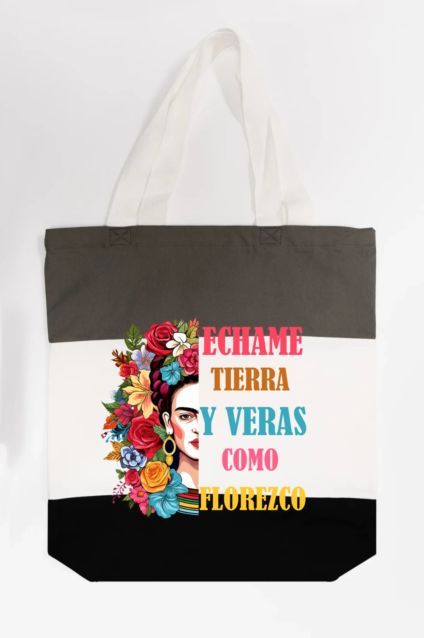 Échame Tierra y Verás Cómo Florezco Floral Portrait Tote Bag