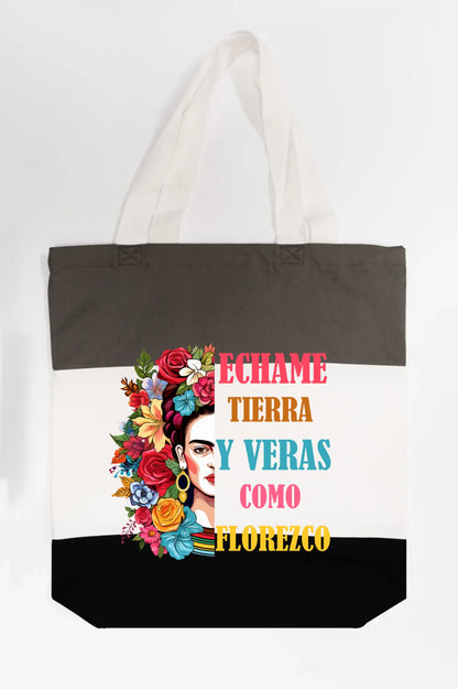 Échame Tierra y Verás Cómo Florezco Floral Portrait Tote Bag