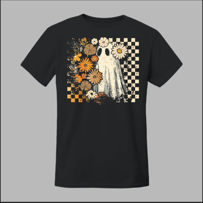 Groovy Ghost – Retro Floral Spirit Tee