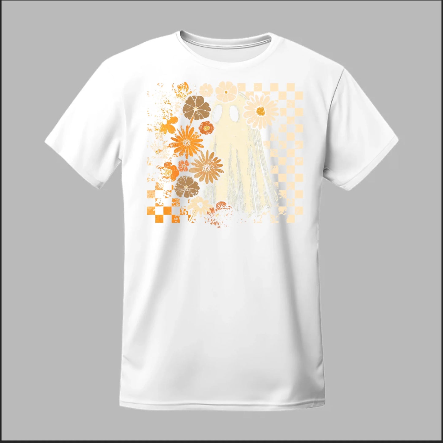 Groovy Ghost – Retro Floral Spirit Tee