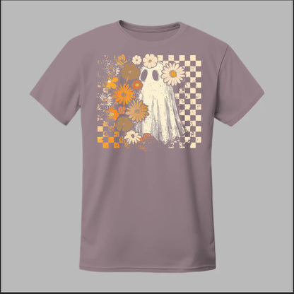 Groovy Ghost – Retro Floral Spirit Tee