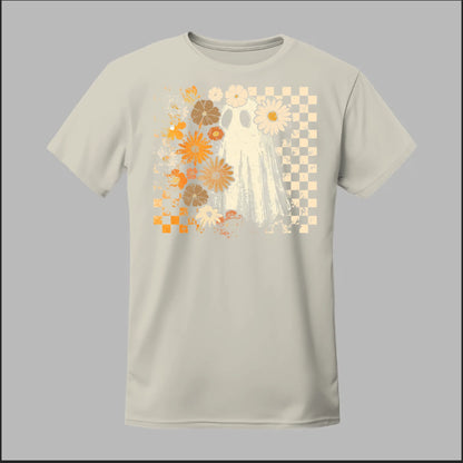 Groovy Ghost – Retro Floral Spirit Tee