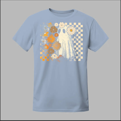 Groovy Ghost – Retro Floral Spirit Tee