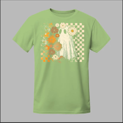 Groovy Ghost – Retro Floral Spirit Tee