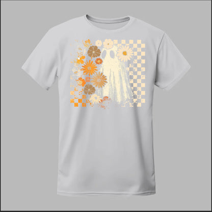 Groovy Ghost – Retro Floral Spirit Tee