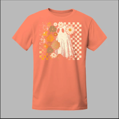 Groovy Ghost – Retro Floral Spirit Tee
