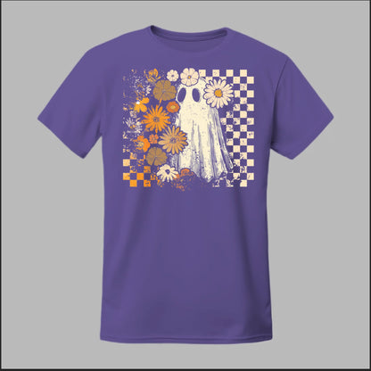 Groovy Ghost – Retro Floral Spirit Tee