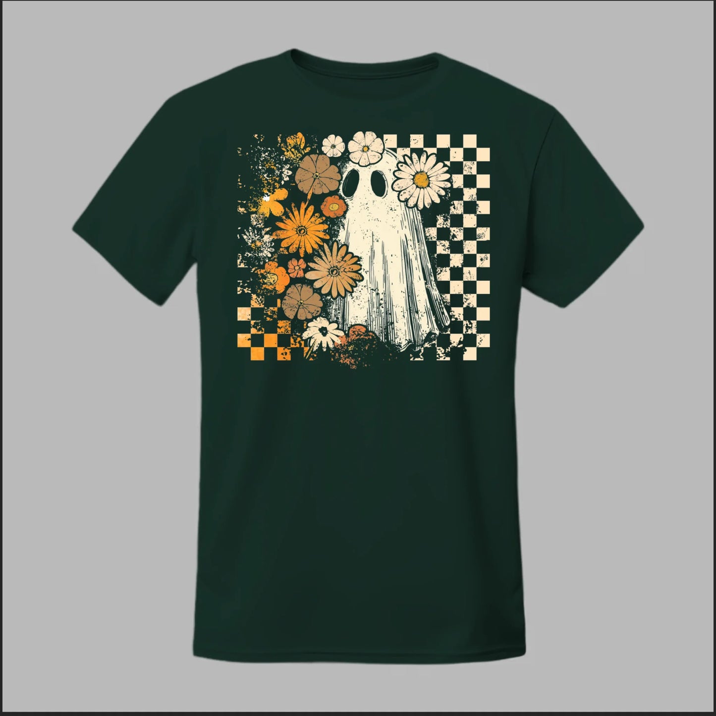 Groovy Ghost – Retro Floral Spirit Tee