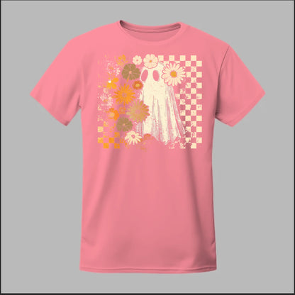 Groovy Ghost – Retro Floral Spirit Tee