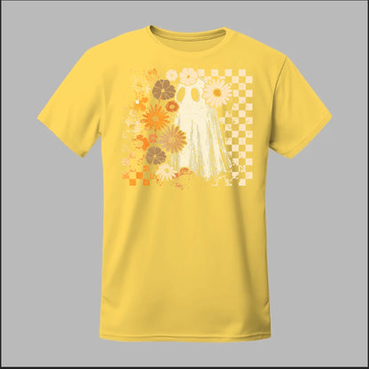 Groovy Ghost – Retro Floral Spirit Tee