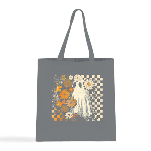 Groovy Ghost – Retro Floral Spirit Tote Bag