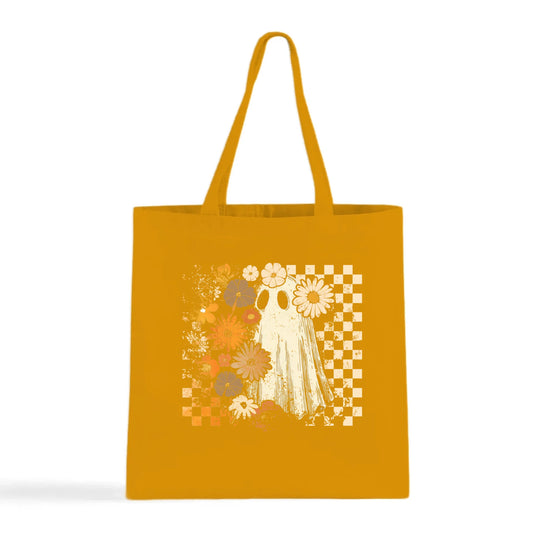 Groovy Ghost – Retro Floral Spirit Tote Bag