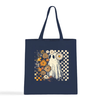 Groovy Ghost – Retro Floral Spirit Tote Bag