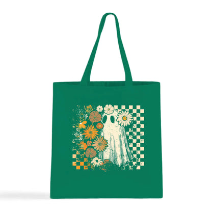 Groovy Ghost – Retro Floral Spirit Tote Bag