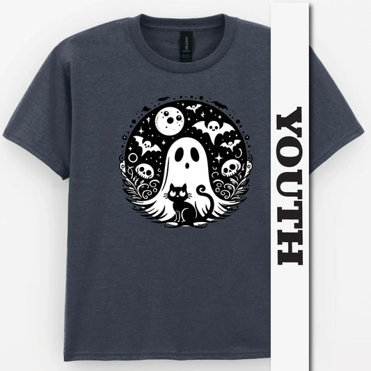 Black Cat Spooky Night Youth Shirt