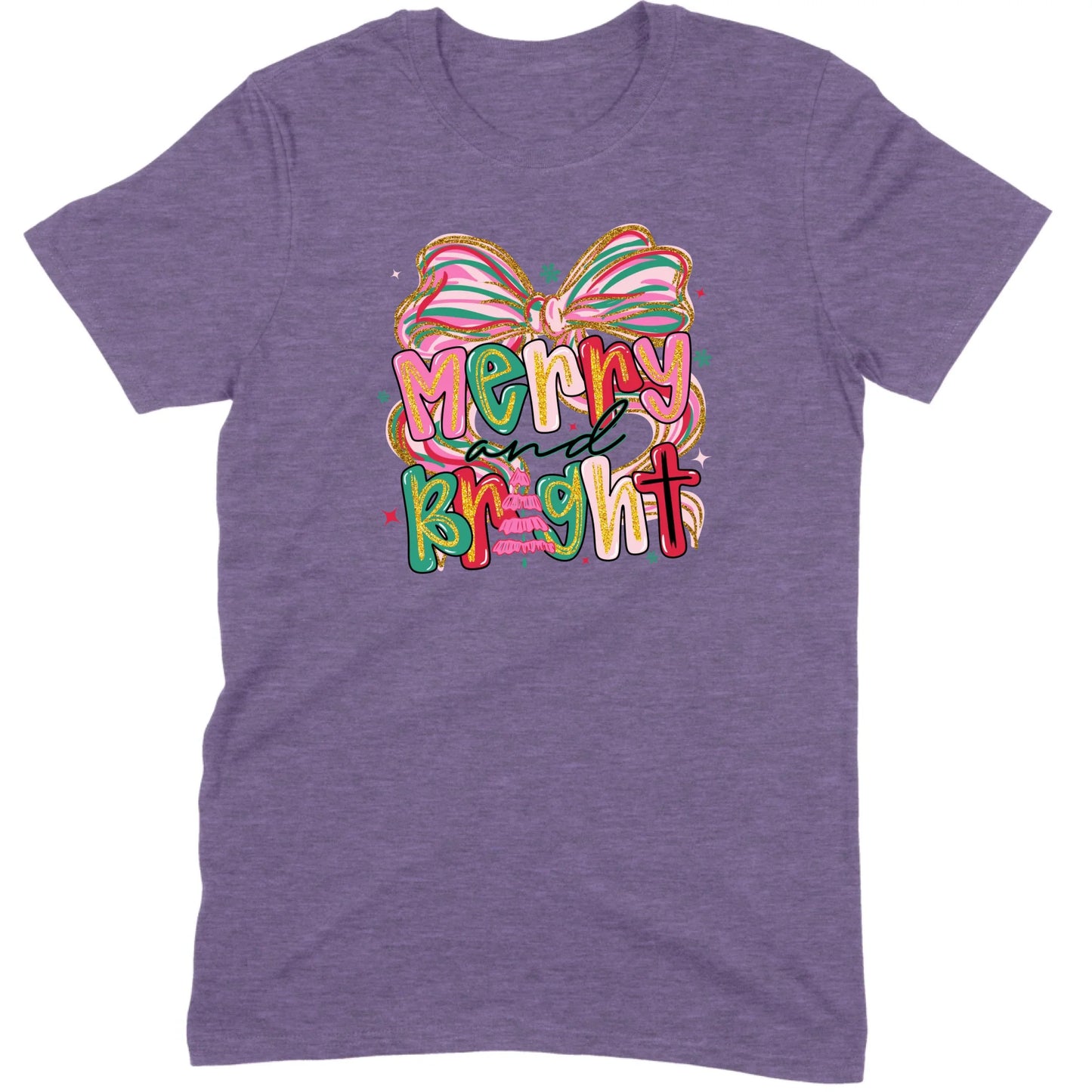 Merry and Bright Glitter Bow Tee