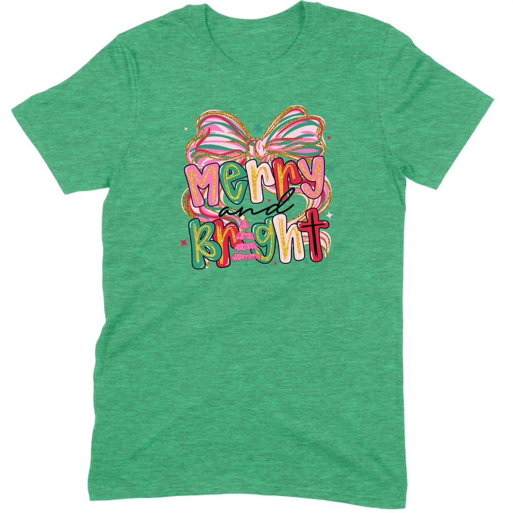 Merry and Bright Glitter Bow Tee