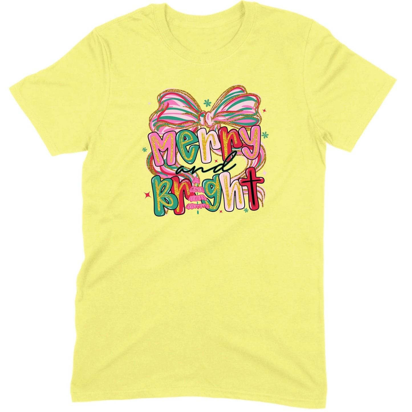 Merry and Bright Glitter Bow Tee
